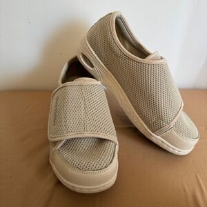 Gmedonm Women's Beige‎ Mesh Adjustable Strap Comfort Walking Shoes Size 7